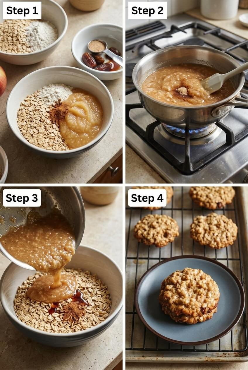 cooking Healthy Low Sugar Applesauce Oatmeal Cookies step by step