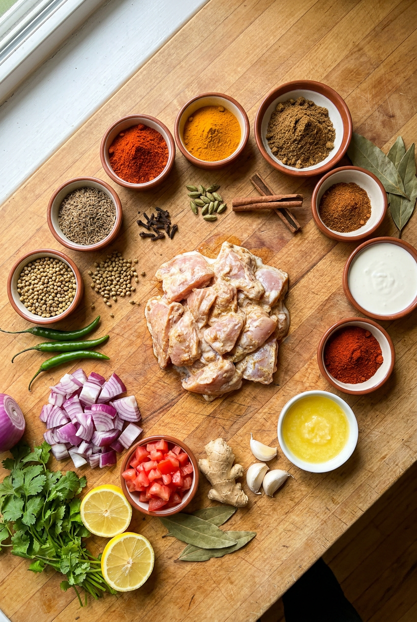 ingredients for Authentic Homemade Chicken Tikka Masala