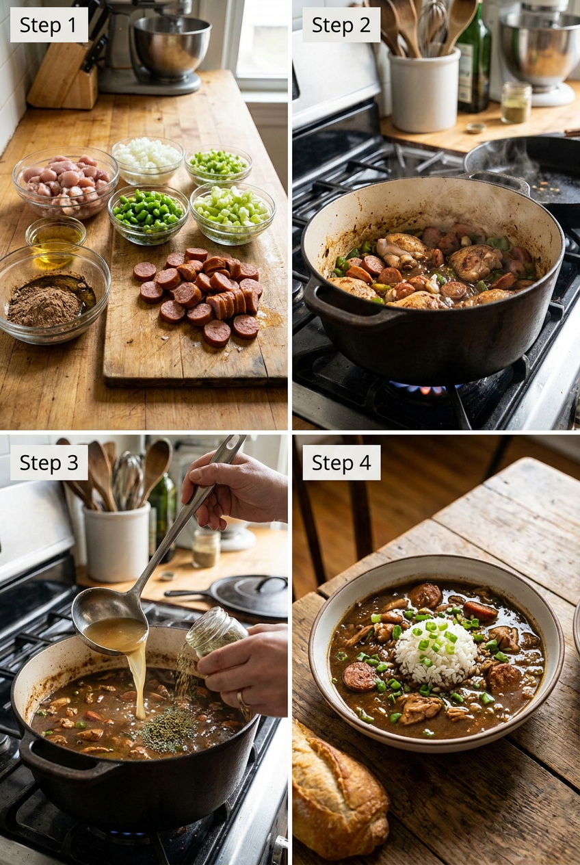 how to make Classic Chicken and Andouille Sausage Gumbo step by step