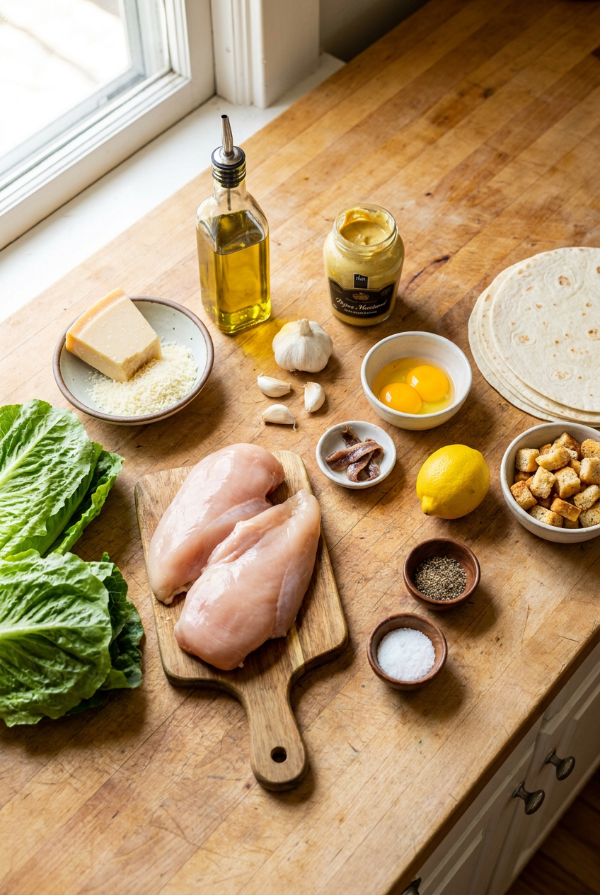 ingredients for Classic Chicken Caesar Wrap