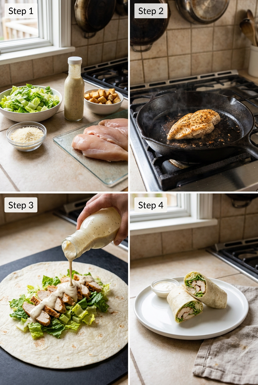 how to make Classic Chicken Caesar Wrap step by step