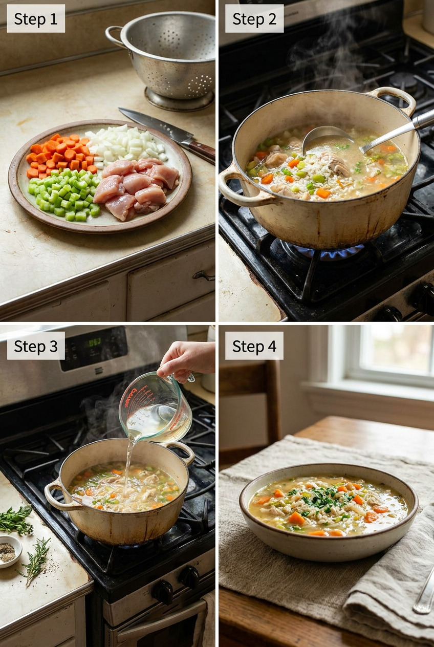 how to make Classic Chicken Rice Soup step by step