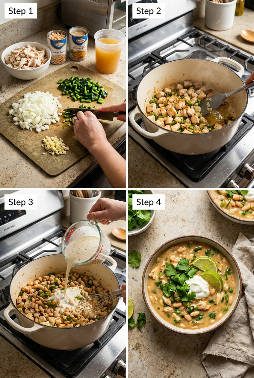 how to make Creamy White Bean Chicken Chili step by step