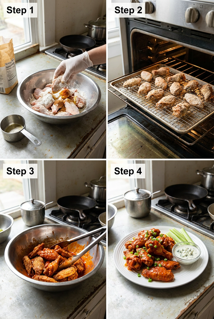 how to make Crispy Baked Buffalo Chicken Wings step by step