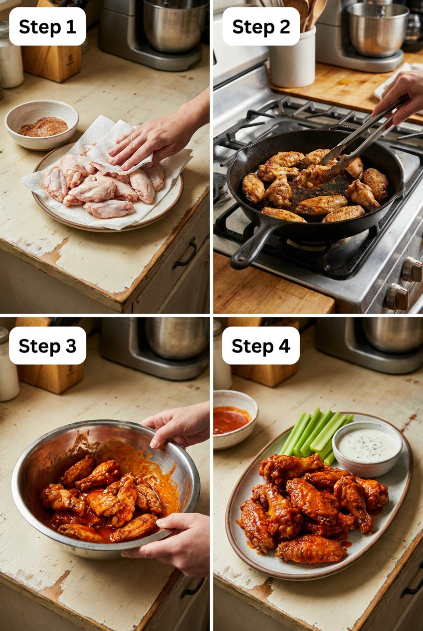 how to make Crispy Baked Buffalo Chicken Wings step by step