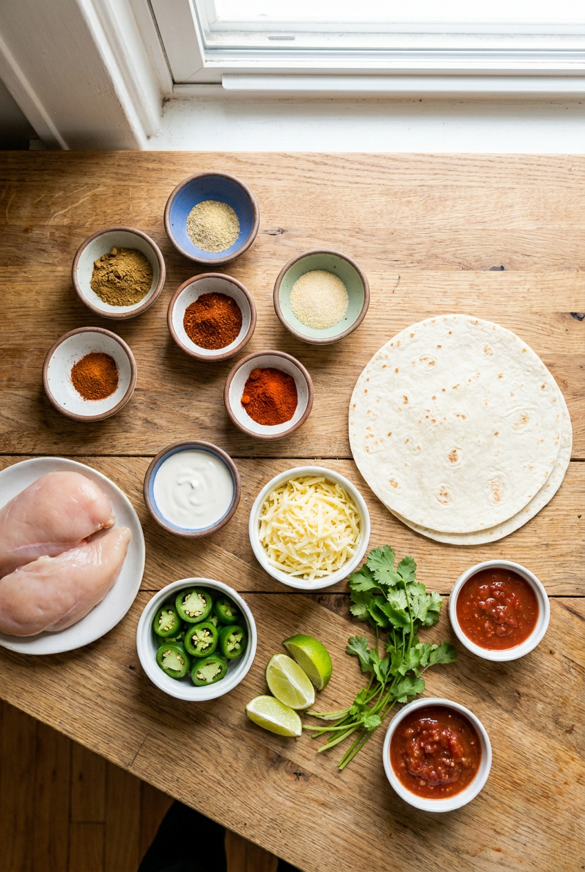 ingredients for Crispy Baked Chicken Taquitos