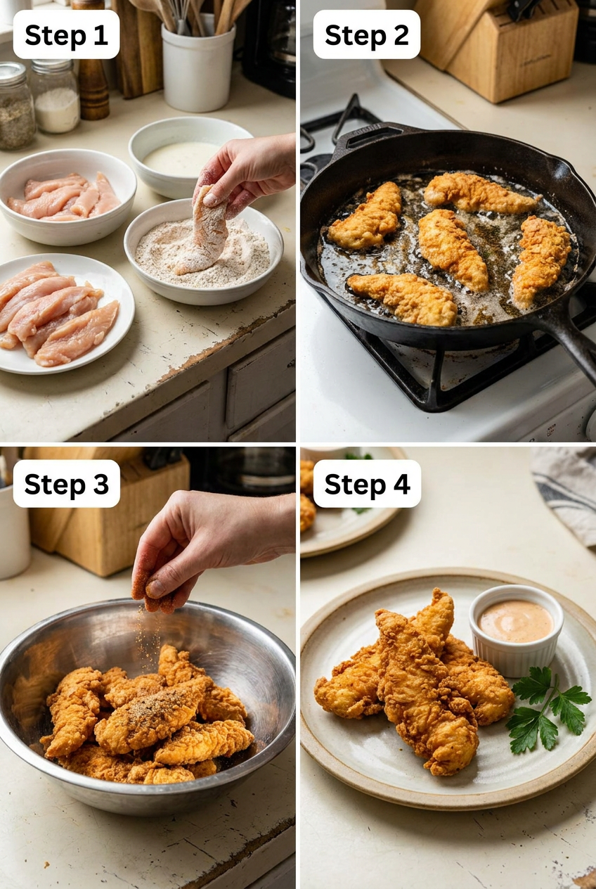 how to make Crispy Buttermilk Chicken Tenders step by step