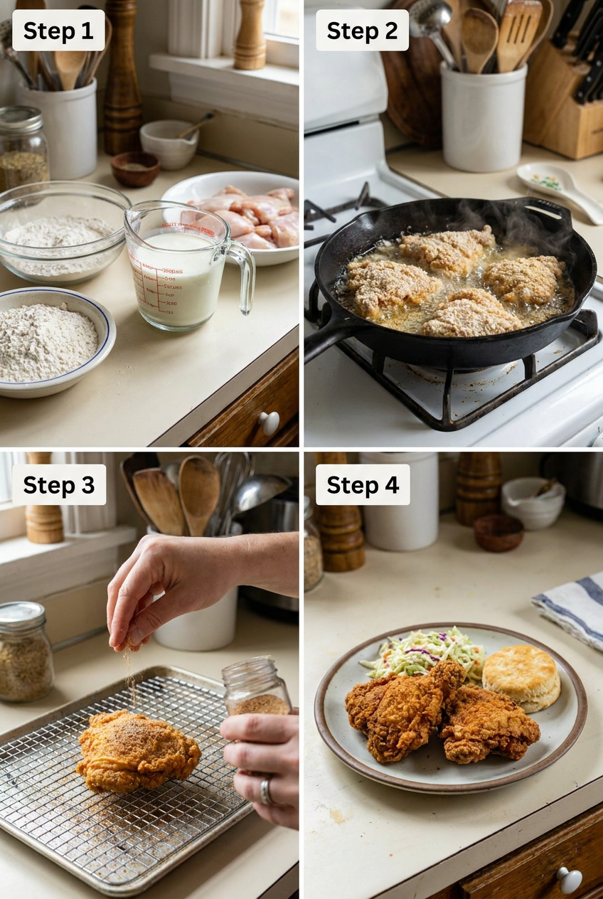 how to make Crispy Southern Buttermilk Fried Chicken step by step