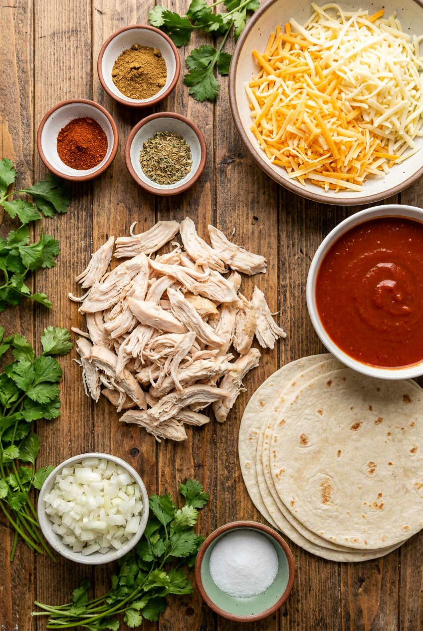 ingredients for Easy Chicken Enchilada Casserole