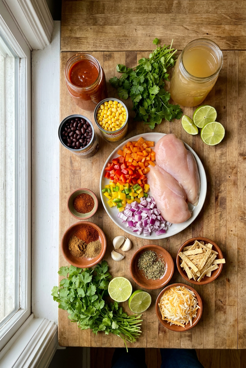 ingredients for Hearty Chicken Enchilada Soup