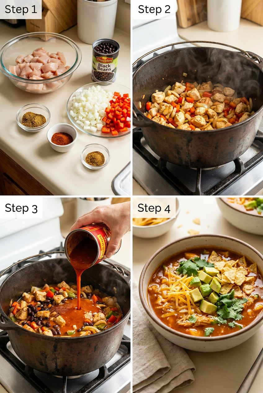 how to make Hearty Chicken Enchilada Soup step by step