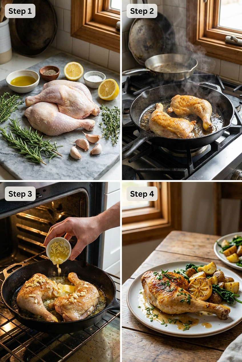how to make Herb-Roasted Chicken Leg Quarters with Garlic and Lemon step by step