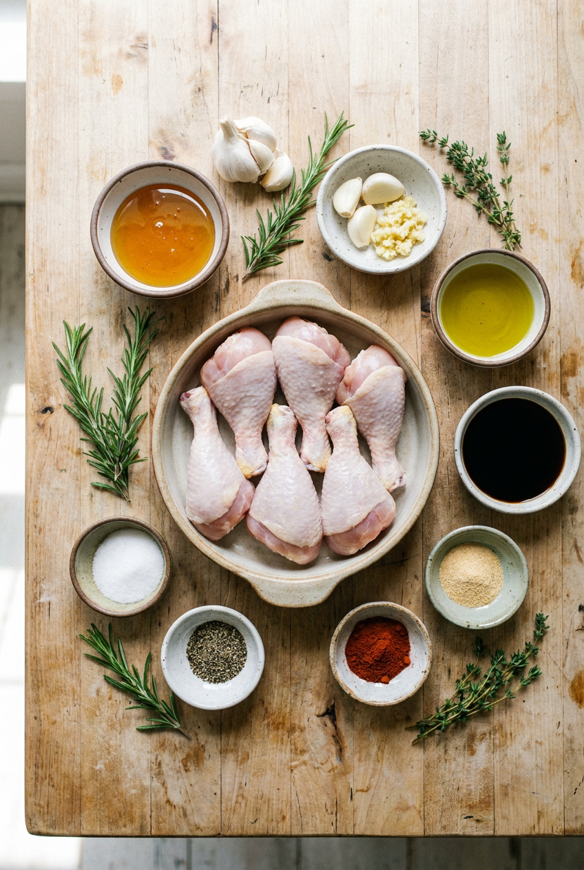 ingredients for Honey Garlic Baked Chicken Drumsticks