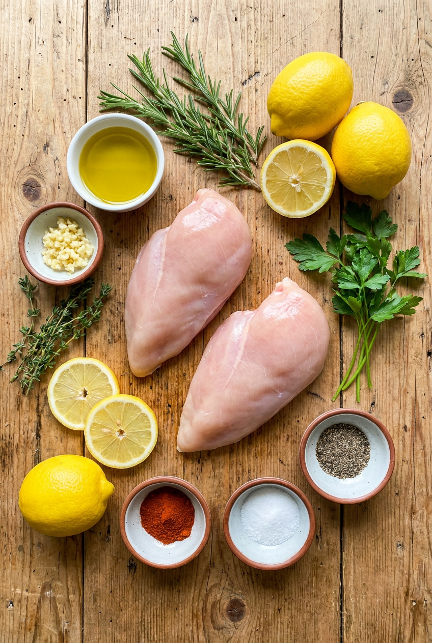 ingredients for Lemon Herb Grilled Chicken Breast
