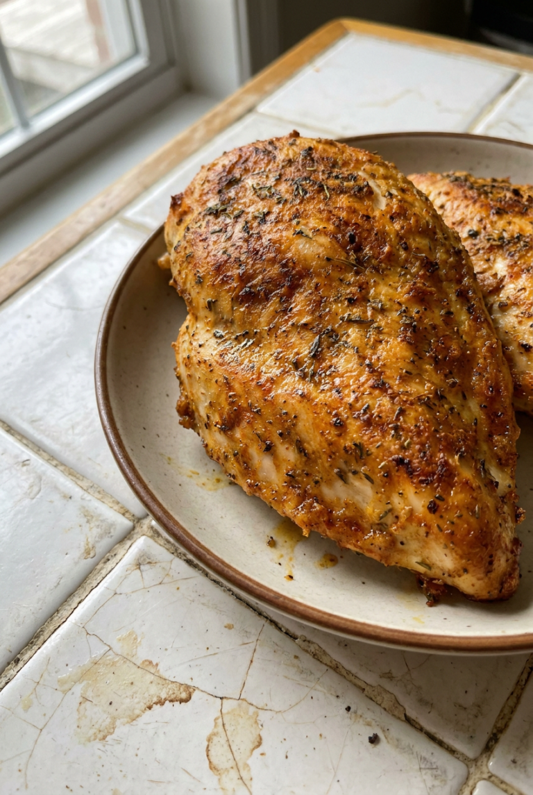 perfect air fryer chicken breast recipe - Perfect Air Fryer Chicken Breast served in a white bowl overhead view