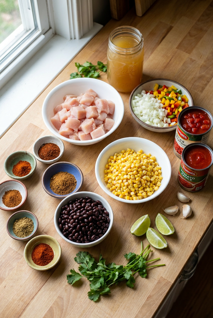 ingredients for Quick Chicken Taco Soup