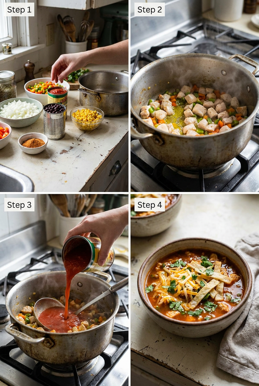 how to make Quick Chicken Taco Soup step by step