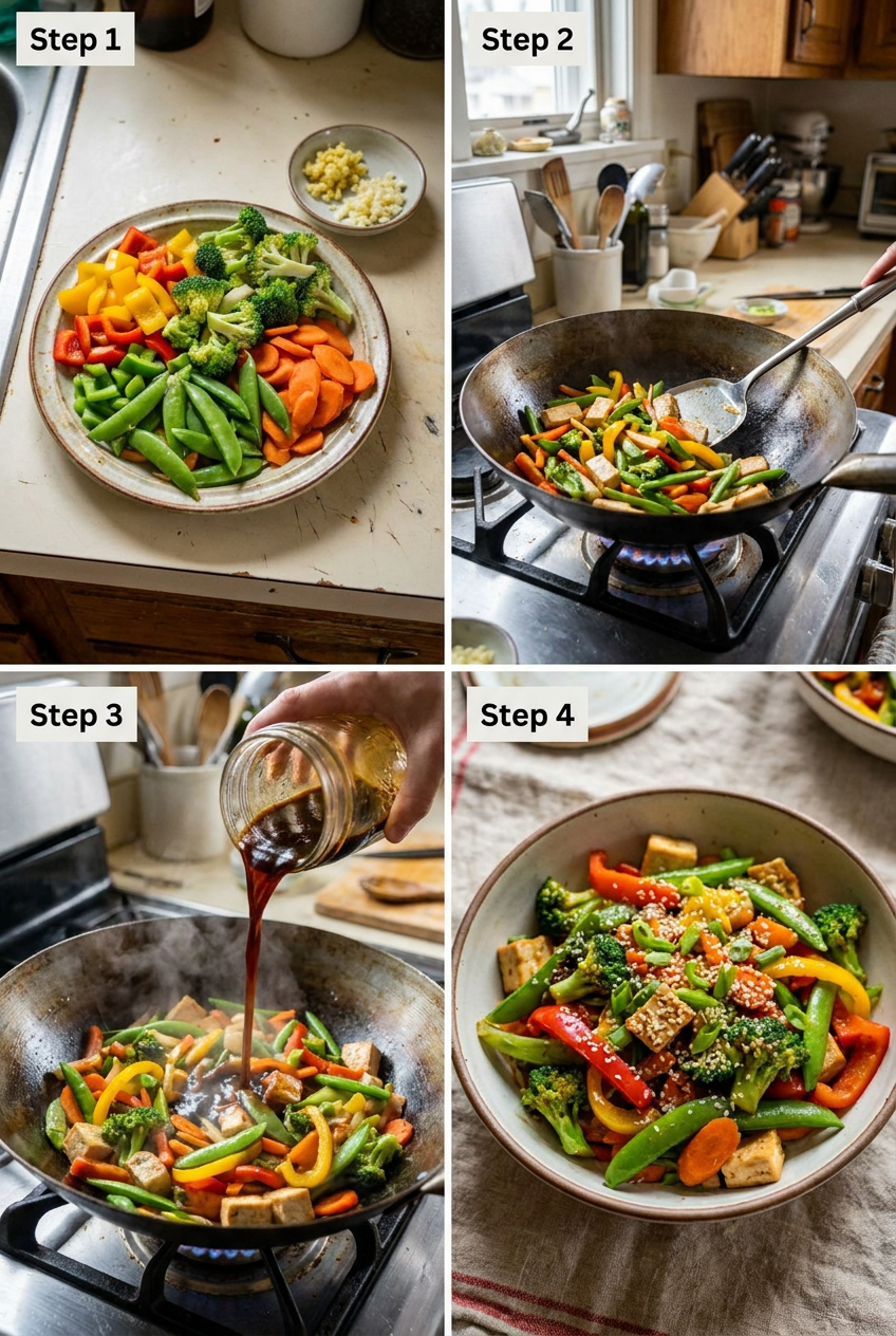 how to make Rainbow Garden Stir-Fry with Ginger Soy Glaze step by step
