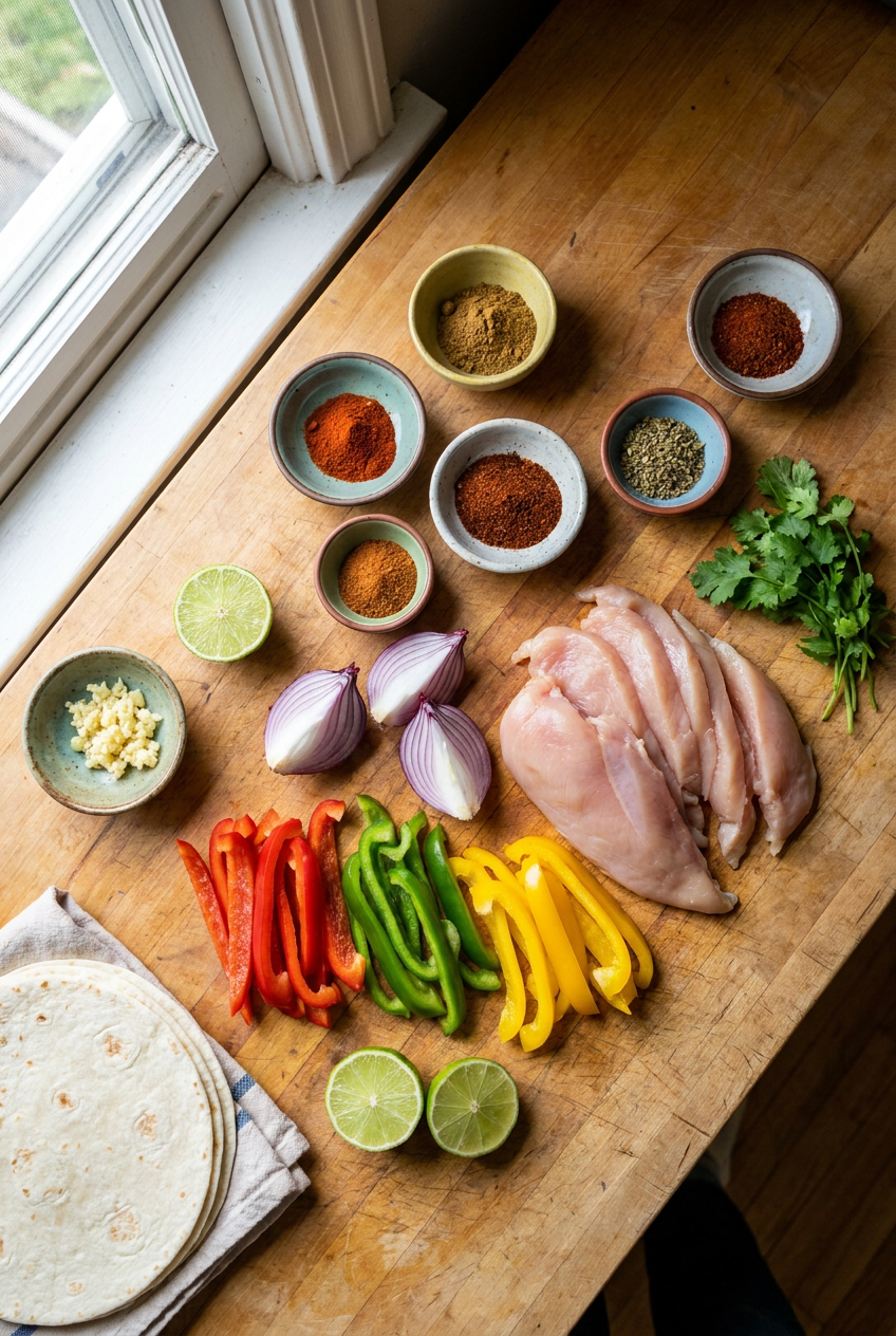 ingredients for Sizzling Skillet Chicken Fajitas