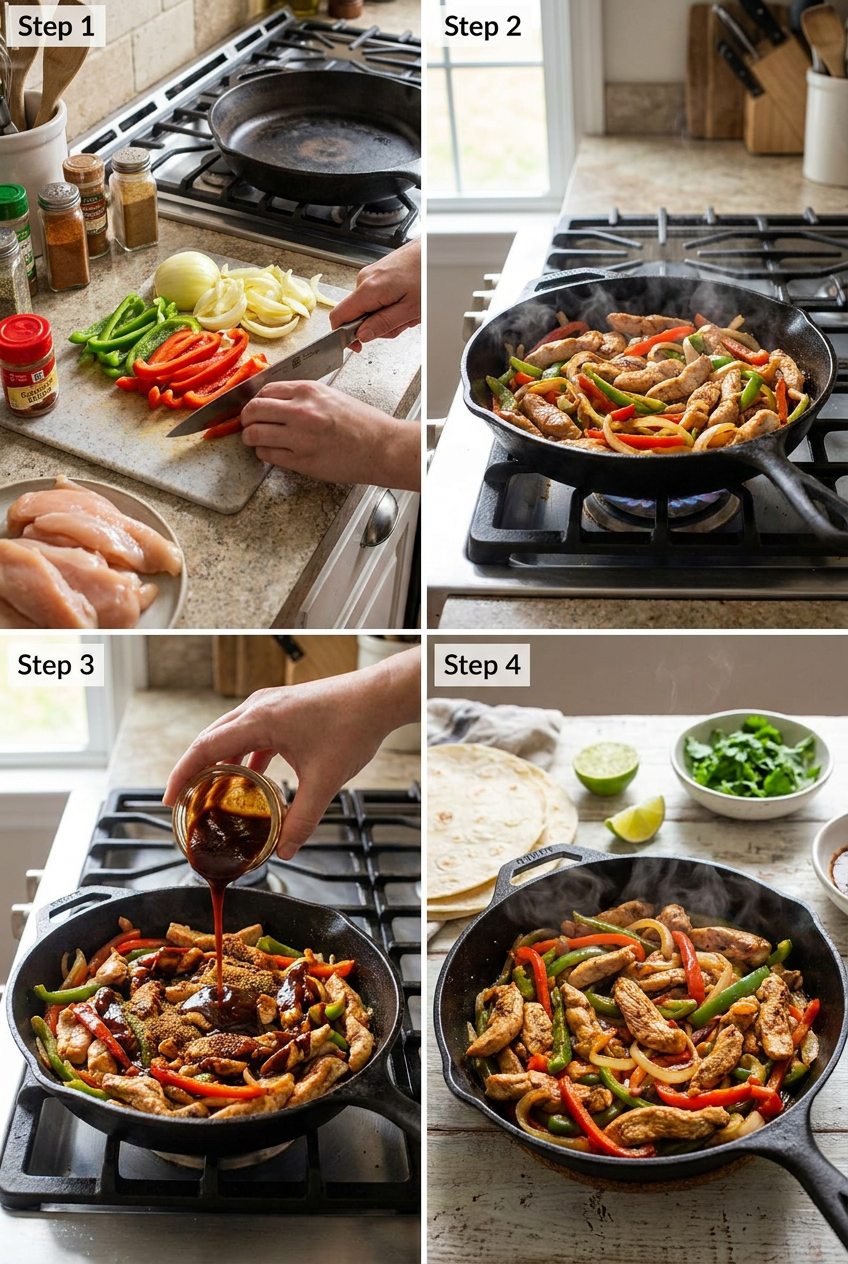 how to make Sizzling Skillet Chicken Fajitas step by step