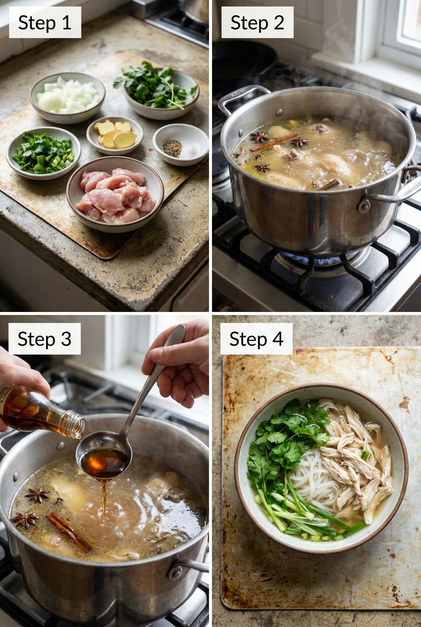 how to make Tender Chicken Pho (Phở Gà) step by step
