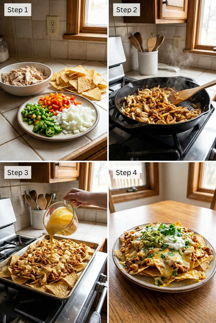 how to make Ultimate Loaded Chicken Nachos step by step